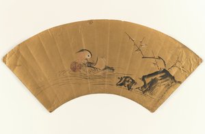 Mandarinente und blühender Pflaumenbaum von Kano Yukinobu
