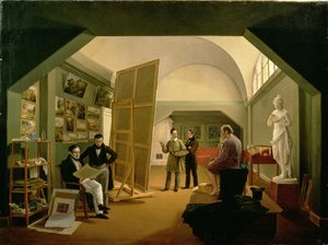 Das Atelier von Petr Vasilevich Basin (1793-1877) 1833 von Kapiton Alekseevich Zelentsov