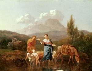 Heilige Familie an einem Bach von Karel Dujardin