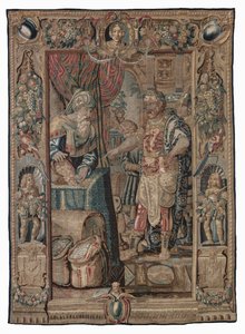 Antonius und Kleopatra (Antonius erobert Pelusium); Wandteppich, Datum unbekannt von Karel van II Mander