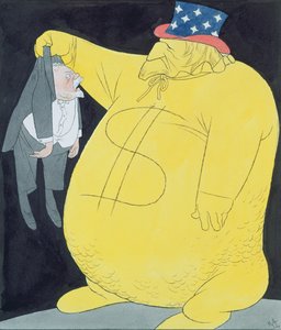 Onkel Sam als Sack voller Dollar mit Poincaré