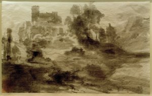 Landschaft mit Burg (oder Kirche) von Carl Blechen