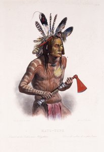 Mato-Tope, geschmückt mit den Insignien seiner kriegerischen Taten, 1844 von Karl Bodmer