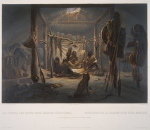Das Innere der Hütte eines Mandan-Häuptlings