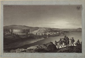 Ansicht des Amphitheaters und der Stadt Pola in Istrien von Karl Friedrich Schinkel