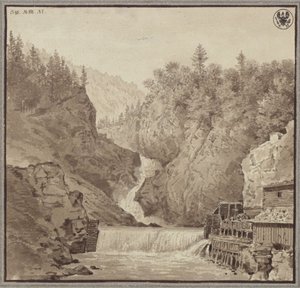 Ansicht des Wasserfalls bei Lend im Salzburgischen von Karl Friedrich Schinkel