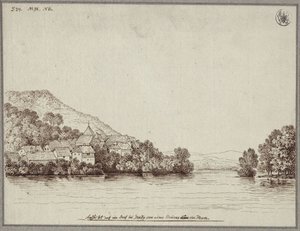 Ansicht eines Dorfes bei Graz von einer Brücke der Mur von Karl Friedrich Schinkel