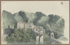 Ansicht von Elbogen (Loket) bei Karlsbad in Tschechien von Karl Friedrich Schinkel