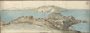 Aussicht vom Kastell von Monte Solaro auf Capri nach Nordosten auf den Golf von Neapel mit dem Vesuv von Karl Friedrich Schinkel