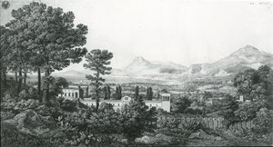 Aussicht vom Palast des Prinzen Valguarnera auf einen Teil der Bagaria bei Palermo und den Golf von Cefalù von Karl Friedrich Schinkel
