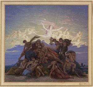 Berlin. Altes Museum am Lustgarten. Entwurf zum Wandbild "Trauer am Tumulus" von Karl Friedrich Schinkel