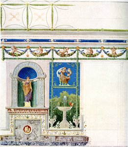 Berlin, Wilhelmplatz. Palais des Prinzen Karl von Preußen, Speisesaal. Entwurf zu Wand und Decke von Karl Friedrich Schinkel