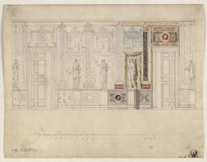 Berlin, Wilhelmstraße 102. Palais des Prinzen Albrecht von Preußen, Entwurf zum ovalen Speisesaal von Karl Friedrich Schinkel