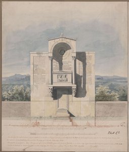 Bonn. Entwurf zum Grabdenkmal für Barthold Georg Niebuhr, mit dem Reliefbildnis des Ehepaares von Karl Friedrich Schinkel