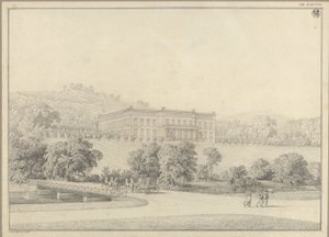 Kressendorf (Krzeszowice) bei Krakau. Schloss. Perspektivische Ansicht von Karl Friedrich Schinkel
