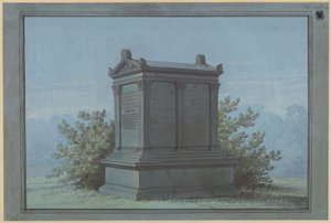 Sarkophag in Tempelform / Belchau, ehemals Kreis Graudenz, Regierungsbezirk Marienwerder. Entwurf zum Grabdenkmal Klinggräf in Form eines kleinen Tempels mit korinthischen Pilastern von Karl Friedrich Schinkel