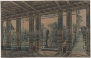 Schloss Orianda auf der Krim. Antikischer Entwurf. Empfangshalle, Kaisergarten von Karl Friedrich Schinkel