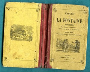 Buchcover der Fabeln von La Fontaine, illustriert von Karl Girardet, Mame in Tours