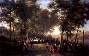 Mittagessen von Louis-Philippe (1773-1850) für Königin Victoria (1819-1901) im Wald von Eu, 6. September 1843, 1844 von Karl Girardet