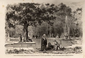 Der Kief der Frauen des Serails in Flamour-Javuzu, im Palast von Konstantinopel (heutiges Istanbul), Türkei, Zeichnung von Karl Girardet, zur Illustration eines Besuchs im Serail im Jahr 1860, von einer anonymen Frau. Gravur in „Le tour du monde“