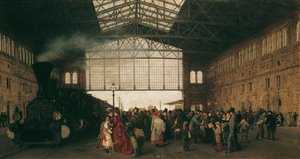 Ankunft eines Zuges am Wiener Nordwestbahnhof, 1875