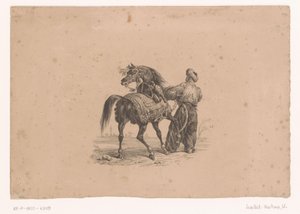 Pferd und stehender Mann in osmanischer Kleidung von Karl Loeillot Hartwig