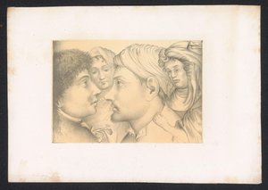 Zwei Männer und Frauen Entwürfe und Studien eines niederländischen Meisters aus dem XV. Jahrhundert. Nach den in der Königlichen Bibliothek zu Berlin aufbewahrten Originalen