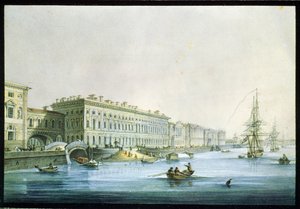 Ansicht des Palastkais in Sankt Petersburg von Karl Pavlovich Beggrov