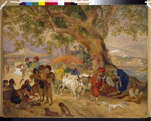 Süßwasserquellen in der Nähe von Konstantinopel (Osmanisches Reich, heutiges Istanbul, Türkei) - Werk von Karl Pawlowitsch Brjullow (1799-1852) von Karl Pavlovich Bryullov