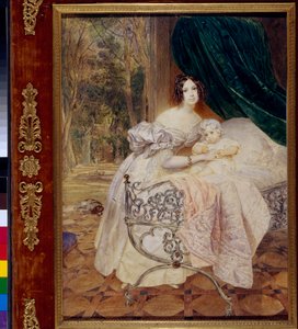 Porträt von Maria Buteneva mit Tochter Maria von Karl Pavlovich Bryullov