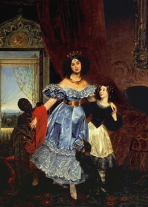Porträt der Gräfin Julia Samoilova mit ihrer Stieftochter Amazillia Pacini und einem schwarzen Jungen, 1832-1834