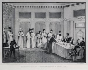 Unterzeichnung des Vertrags von Turkmenchay, 1828 von Karl Petrovich Beggrov