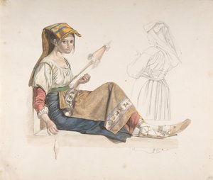 Neapolitanische Frau (recto), Studie für ein Interieur (verso), spätes 18. bis 19. Jahrhundert