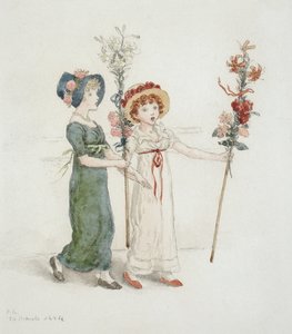 Zwei Kinder mit Stäben von Kate Greenaway
