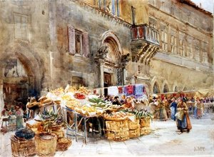 Vor dem Haus des Hauptmanns des Volkes, Perugia, um 1906 von Katharine McCracken