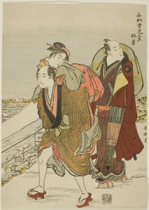 Akiba, aus der Serie "Drei Abende an berühmten Orten zum Schneebetrachten (Meisho yukimi sanseki)" von Katsukawa Shuncho