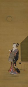 Schönheit, die den Mond betrachtet, 18. Jahrhundert von Katsukawa Shuncho