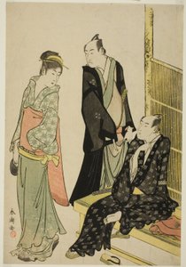 Die Schauspieler Onoe Matsusuke I und Ichikawa Omezo I in einem Teehaus