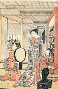 Frau vor dem Spiegel, von Katsukawa Shunsho (1726-1792), Japanische Zivilisation von Katsukawa Shuncho