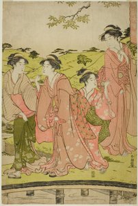 Frauen besuchen einen Inari-Schrein von Katsukawa Shuncho