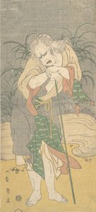 Asao Tamejuro als grauhaariger alter Mann in zerlumpten Kleidern, ca. 1789