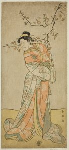 Der Schauspieler Ichikawa Ebizo (Danjuro V) als Hofdame Iwafuji im Stück Gozen-gakari Sumo Soga, aufgeführt im Kawarazaki-Theater im ersten Monat, 1793 (?)