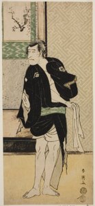 Der Schauspieler Ichikawa Komazo II als Soga no Dozaburo verkleidet als der Raufbold Tobei (?) im Stück Haru no Nishi Date-zome Soga (?), aufgeführt im Nakamura Theater (?) im ersten Monat, 1790 (?)