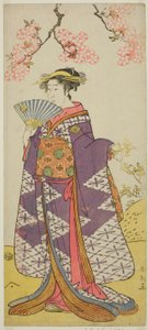 Der Schauspieler Ichikawa Komazo II als Geist von Lady Shiragiku im Stück Hatsu Midori Saiwai Soga, aufgeführt im Kawarazaki-Theater im dritten Monat, 1791