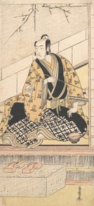 Der Schauspieler Matsumoto Koshiro IV sitzt in einem äußeren Raum, 1789