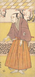 Der Schauspieler Onoye Matsusuke I als Mann mit geschlossenem Fächer in der rechten Hand, ca. 1780 von Katsukawa Shun