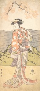 Der vierte Iwai Hanshiro als Frau unter einem Kirschbaum stehend, ca. 1792