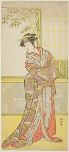 Schauspieler Sanogawa Ichimatsu III möglicherweise als Masago Gozen in "Der Spiegel des Ostens einer Kurtisane" ("Keisei azuma kagami")