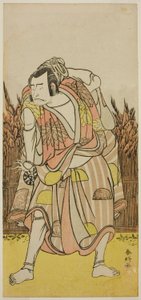Der Schauspieler Nakamura Nakazo I als Hachiman Taro Yoshiie (?) im Stück Oshu Adachi ga Hara (?), aufgeführt im Nakamura Theater (?) im vierten Monat, 1775 (?) von Katsukawa Shunkо̄