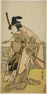 Der Schauspieler Yamashita Kinsaku II als Lady Kikusui (Kikusui Gozen) im Stück Kaeribana Eiyu Taiheiki, aufgeführt im Nakamura-Theater im elften Monat, 1779 von Katsukawa Shunkо̄